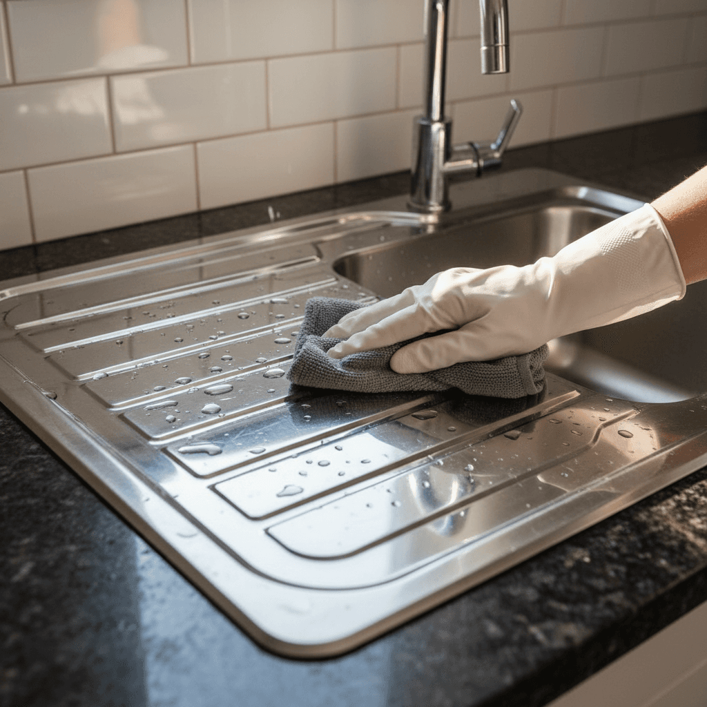 A kitchen sink in Glasgow left spotless after a professional deep clean by Gralice & Co