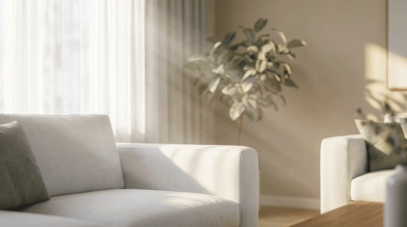 Freshly painted wall in a clean living room